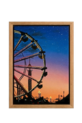 Acrylic painting of a glowing Ferris wheel at a carnival at dusk