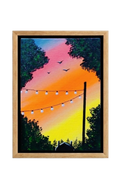 Acrylic painting of a summer evening sky turning to dusk
