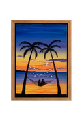 Acrylic painting of a tropical sunset with palm silhouettes