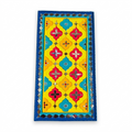 Handcrafted relief wall panel with colourful quatrefoil and star motifs