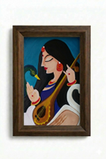 Madhubani-style painting of Goddess Saraswati, deity of music and wisdom