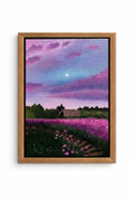 Hand-painted acrylic painting of a lavender field under a starry sky