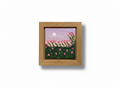 Small hand-painted painting of a tranquil garden scene