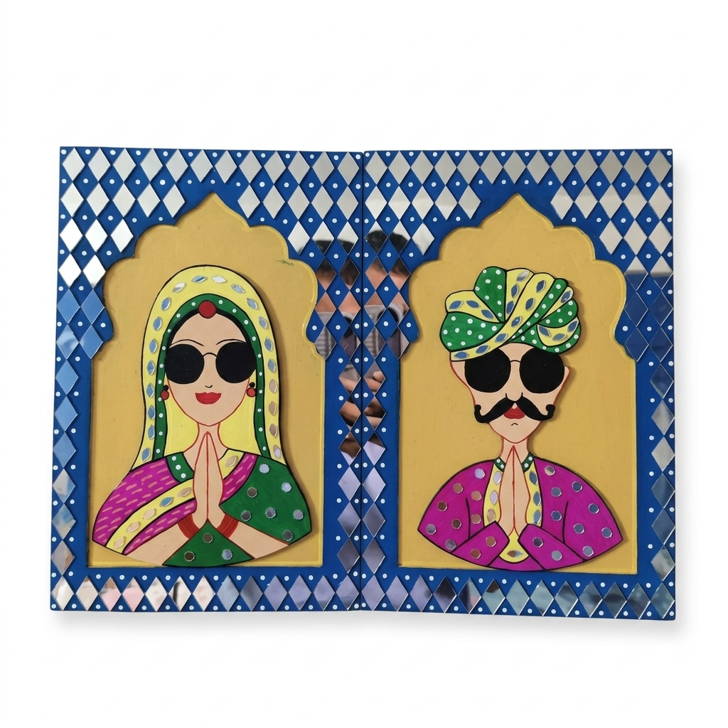 Set of two handcrafted namaste wall art panels in a modern style
