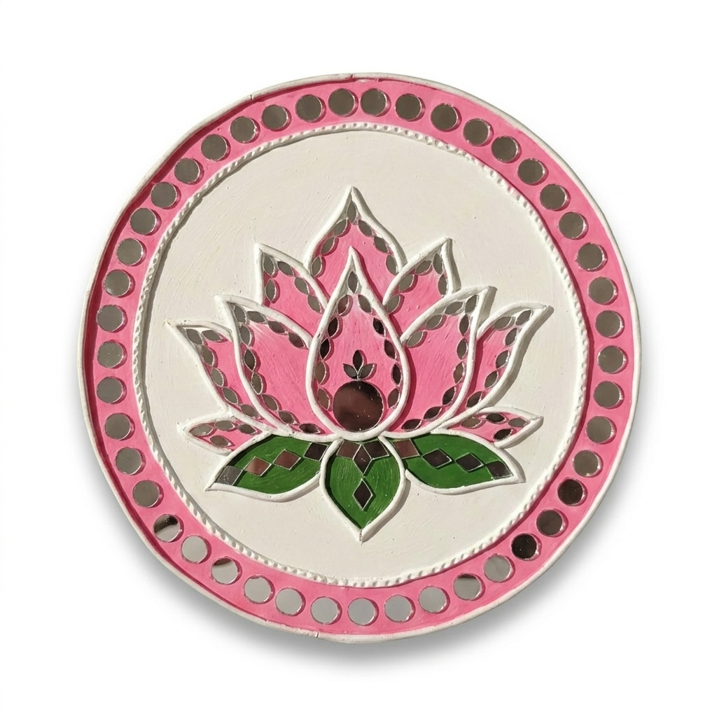 Hand-painted pink lotus wall art in soft pink tones