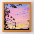 Hand-painted canvas of a giant wheel in layered, expressive brushwork