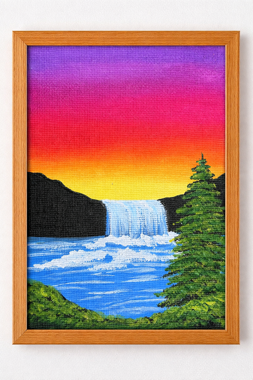 Alternate view: hand-painted waterfall landscape painting on canvas
