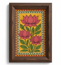 Handmade Madhubani lotus flower painting with intricate Mithila patterns