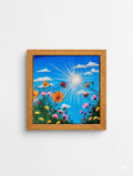 Miniature floral painting of petals lit by golden sunlight