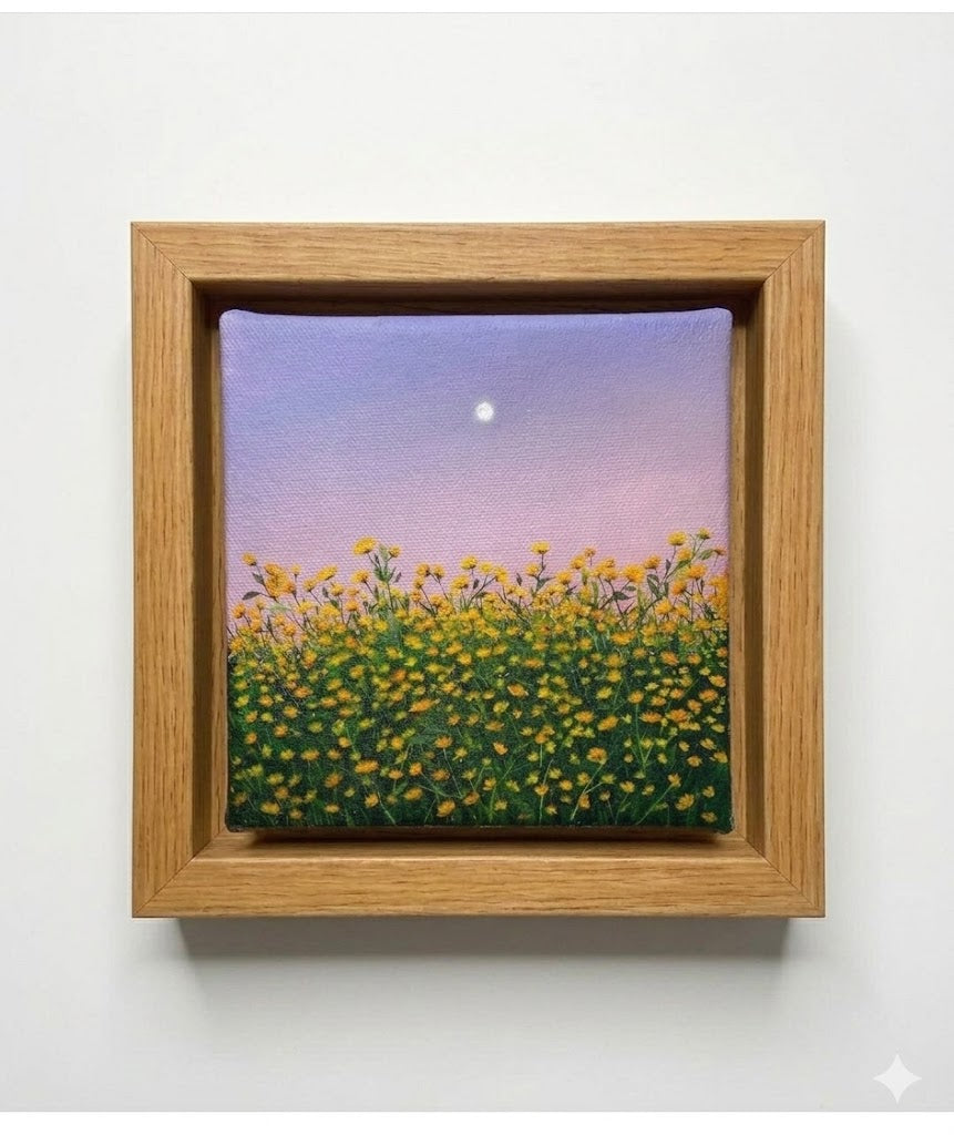 Miniature painting of a courtyard glowing in golden evening light